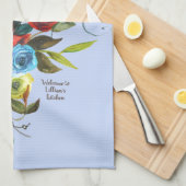 Sweet Waterverf Bouquet Periwinkle Theedoek (Quarter Fold)