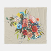 Sweet Waterverf Bouquet Taupe  Fleece Deken (Voorkant (Horizontaal))