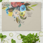 Sweet Waterverf Bouquet Taupe  Theedoek (Gevouwen)