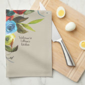 Sweet Waterverf Bouquet Taupe  Theedoek (Quarter Fold)