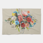 Sweet Waterverf Bouquet Taupe  Theedoek (Horizontaal)