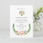 Sweet Waterverf Bouquet | Uitnodiging (Staand voorkant)