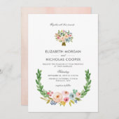 Sweet Waterverf Bouquet | Uitnodiging (Voorkant / Achterkant)