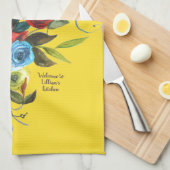 Sweet Waterverf Bouquet Yellow Theedoek (Quarter Fold)