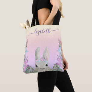 Sweet Waterverf Bunny Hiding in tuinen - 2 Sided Tote Bag