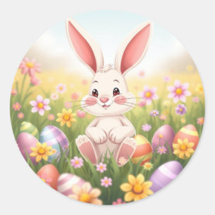 Sweet Waterverf Cartoon Easter Bunny Ronde Sticker