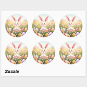 Sweet Waterverf Cartoon Easter Bunny Ronde Sticker (Vel)