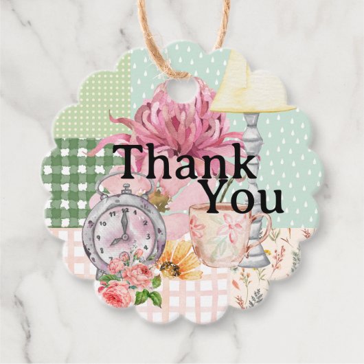 Sweet waterverf collage Bedankt floral Bedankjes Labels (Voorkant)