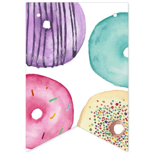 Sweet Waterverf Donut Happy Birthday Vlaggetjes (Eerste vlag)