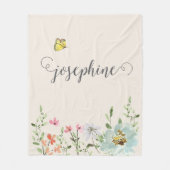 Sweet Waterverf Floral Butterfly Girl Custom Fleece Deken (Voorkant)