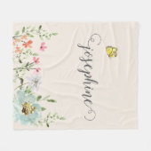 Sweet Waterverf Floral Butterfly Girl Custom Fleece Deken (Voorkant (Horizontaal))