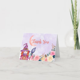 Sweet Waterverf Floral Pumpkin Witch Baby shower Bedankkaart