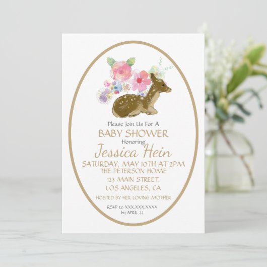 Sweet Waterverf Floral Woodland Boho Baby shower Kaart (Staand voorkant)