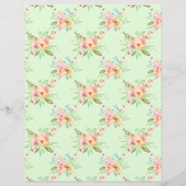 Sweet Waterverf Flowers Scrapbook Papierblad
