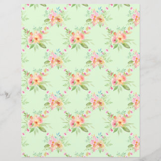 Sweet Waterverf Flowers Scrapbook Papierblad