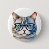 Sweet Waterverf Grey Cat Ronde Button 5,7 Cm (Voorkant)