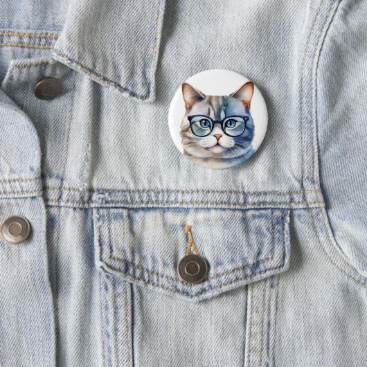 Sweet Waterverf Grey Cat Ronde Button 5,7 Cm (In situ)
