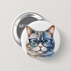 Sweet Waterverf Grey Cat Ronde Button 5,7 Cm