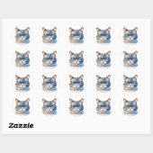 Sweet Waterverf Grey Cat Ronde Sticker (Vel)
