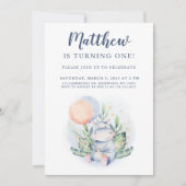 Sweet Waterverf Hippo Birthday Party Kaart (Voorkant)