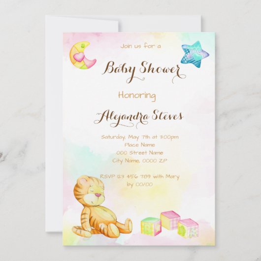 Sweet Waterverf Hoger Baby shower Kaart (Voorkant)