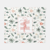 Sweet Waterverf Kerstgroen Monogrammed Fleece Deken (Voorkant (Horizontaal))