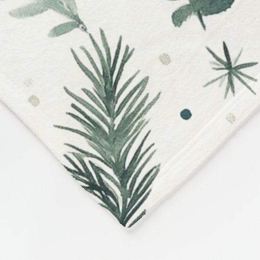 Sweet Waterverf Kerstgroen Monogrammed Fleece Deken (Hoek)