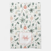 Sweet Waterverf Kerstgroen Monogrammed Theedoek (Verticaal)