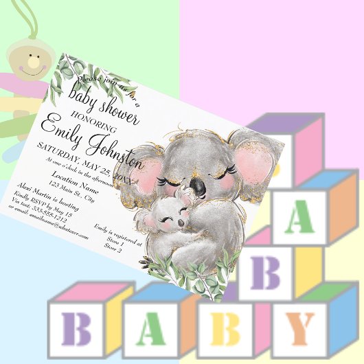 Sweet Waterverf Koala Unisex Baby shower Kaart