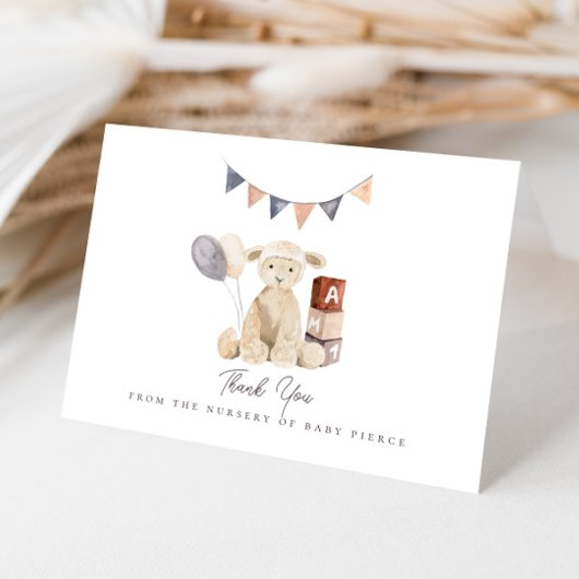 Sweet Waterverf Lamb Baby Speelgoed Baby shower Bedankkaart