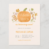 Sweet Waterverf Little Pumpkin Herfst Kids Verjaar Uitnodiging Briefkaart (Voorkant)