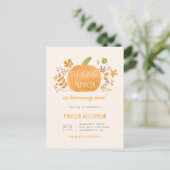 Sweet Waterverf Little Pumpkin Herfst Kids Verjaar Uitnodiging Briefkaart (Staand voorkant)