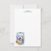 Sweet Waterverf Maltese Dog Custom Dank u Notitiekaartje (Voorkant)