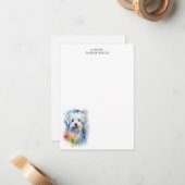 Sweet Waterverf Maltese Dog Custom Dank u Notitiekaartje (Voorkant / Achterkant in situ)