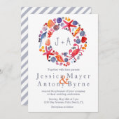 Sweet Waterverf Nautical Wreath Beach Weddenschap Kaart (Voorkant / Achterkant)