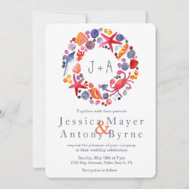 Sweet Waterverf Nautical Wreath Beach Weddenschap Kaart