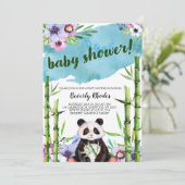 Sweet Waterverf Panda en Bamboe Baby shower Kaart (Staand voorkant)