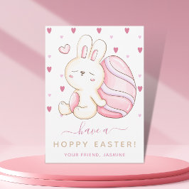 Sweet Waterverf Pasen Bunny Roze Kinder Eiervriend Feestdagenkaart