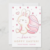 Sweet Waterverf Pasen Bunny Roze Kinder Eiervriend Feestdagenkaart (Voorkant)