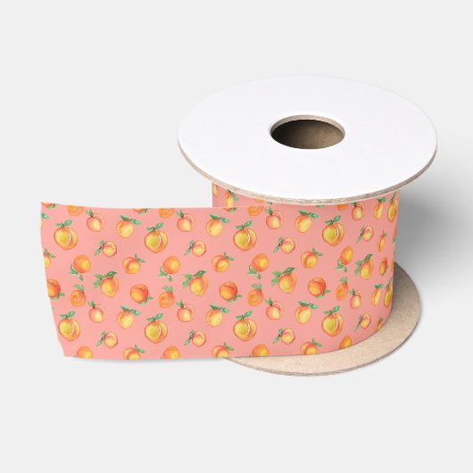 Sweet Waterverf perzik patroon satijnen lint (Spoel)
