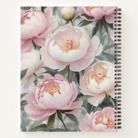 Sweet Waterverf Pink Peonies | Je naam Notitieboek (Achterkant)