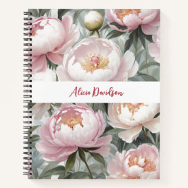 Sweet Waterverf Pink Peonies | Je naam Notitieboek