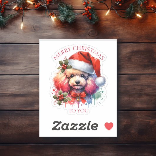 Sweet Waterverf Poedel en kerstgroeten Sticker
