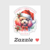 Sweet Waterverf Poedel en kerstgroeten Sticker (Vel)