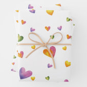 Sweet Waterverf Rainbow Hearts Pattern Inpakpapier Vel (In situ)