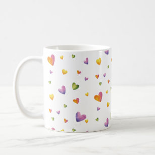 Sweet Waterverf Rainbow Hearts Pattern Koffiemok