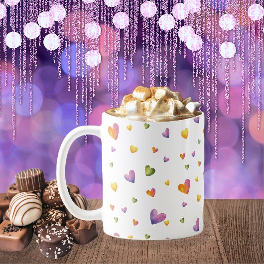 Sweet Waterverf Rainbow Hearts Pattern Koffiemok