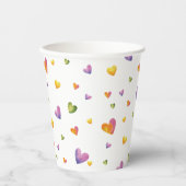 Sweet Waterverf Rainbow Hearts Pattern Papieren Bekers (Voorkant)