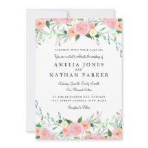Sweet Waterverf Roze Peach bruiloft uitnodiging