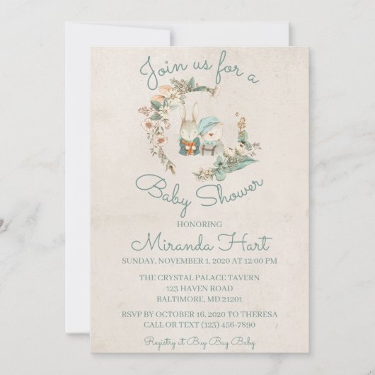 Sweet Waterverf Rustic Animals Baby shower Kaart (Voorkant)